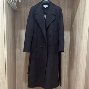 Reiss dark brown Double-Breasted Long Coat